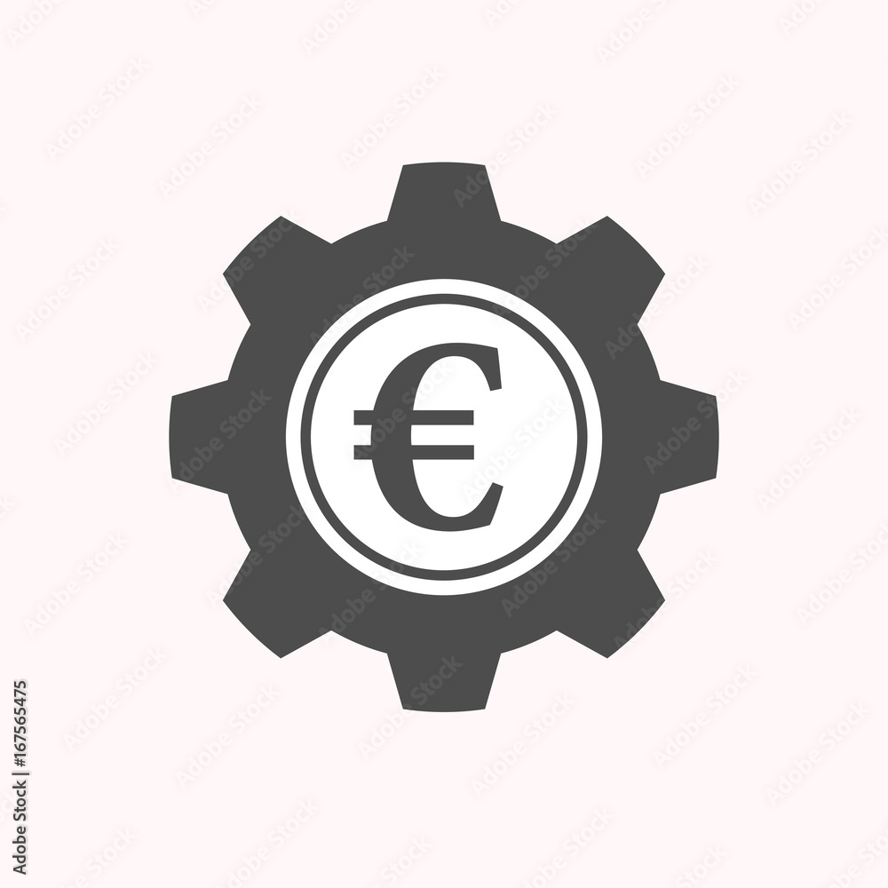 Isolated gear with an euro coin Isolated gear with an euro coin