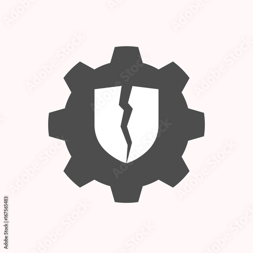 Isolated gear with  a broken shield