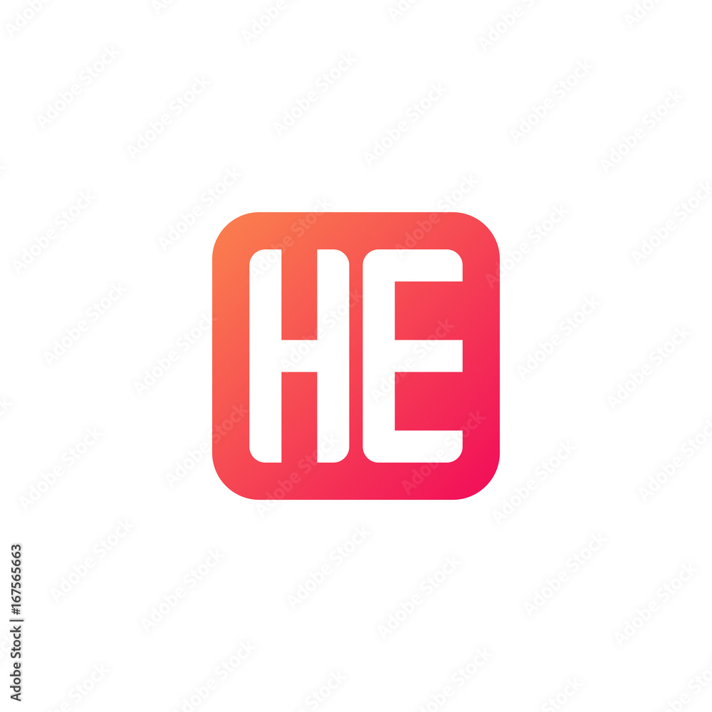Initial letter HE, rounded letter square logo, modern gradient red color
Initial letter HE, rounded letter square logo, modern gradient red color