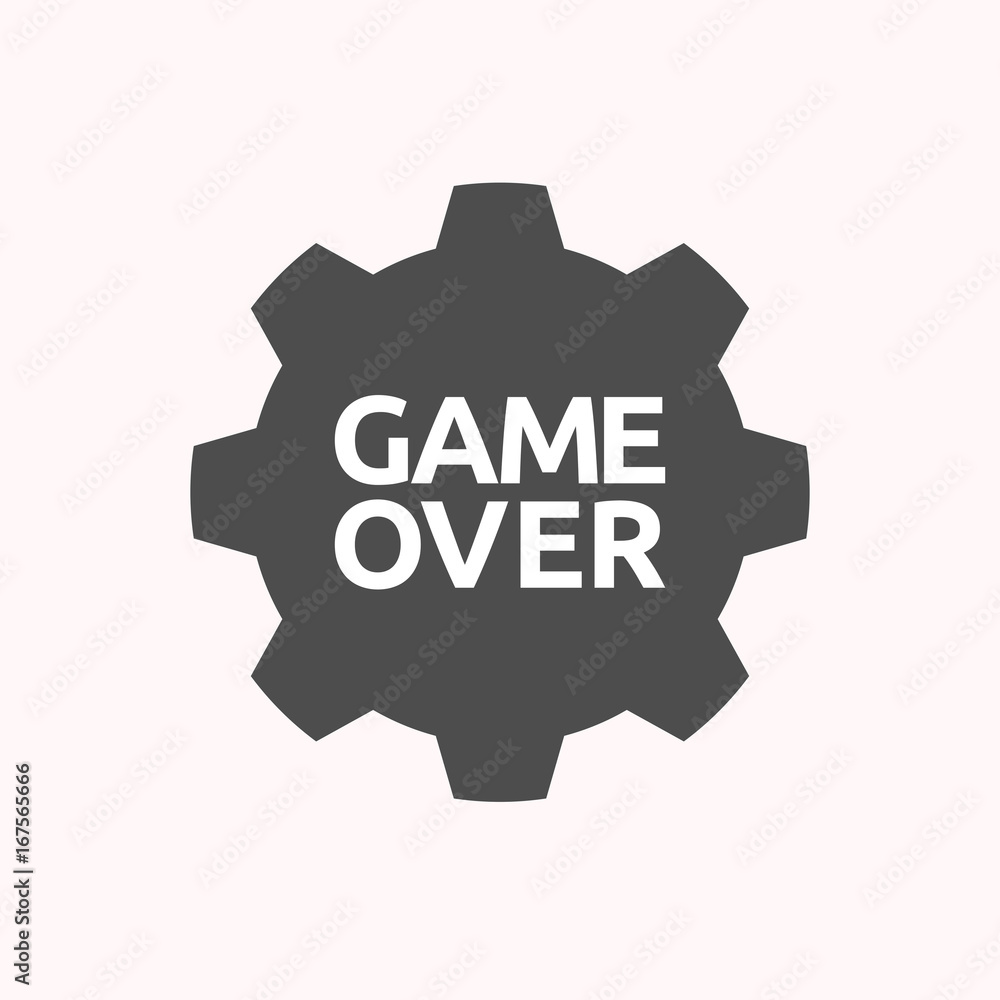 Isolated gear with the text Game Over Isolated gear with the text Game Over