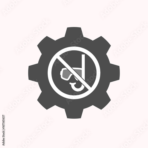 Isolated gear with  a diving glasses and a snorkel  in a not allowed signal