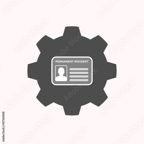 Isolated gear with  a green card