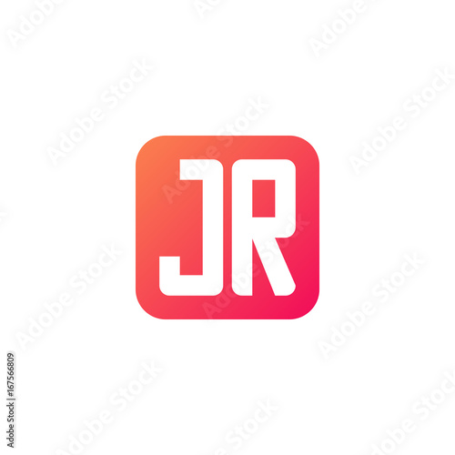 Initial letter JR, rounded letter square logo, modern gradient red color 