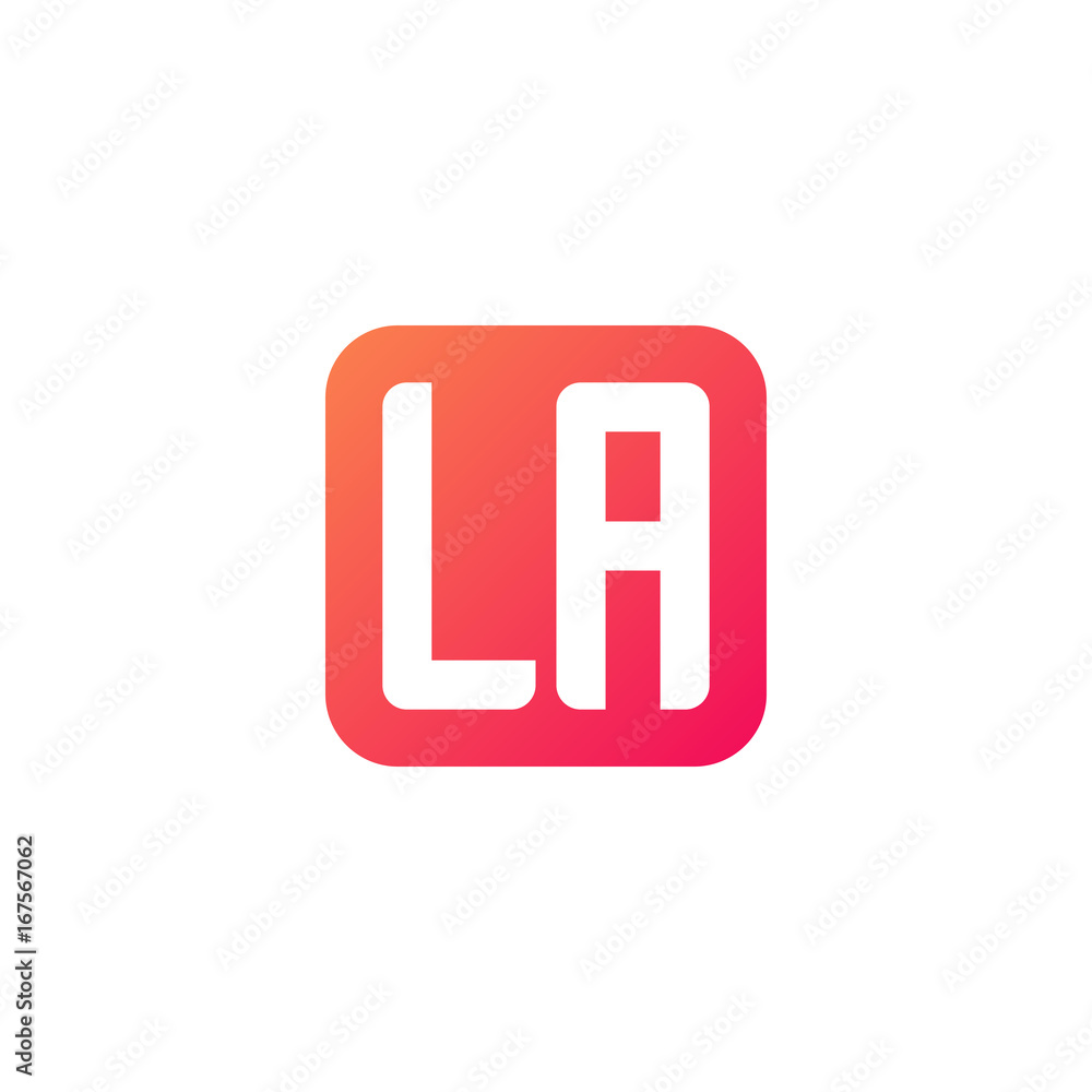 Initial letter LA, rounded letter square logo, modern gradient red color
Initial letter LA, rounded letter square logo, modern gradient red color