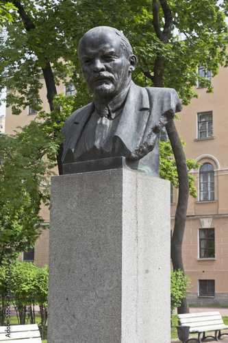 Bust of V.I. Lenin near the building of the Imperial Alexander Lyceum in St. Petersburg, Russia