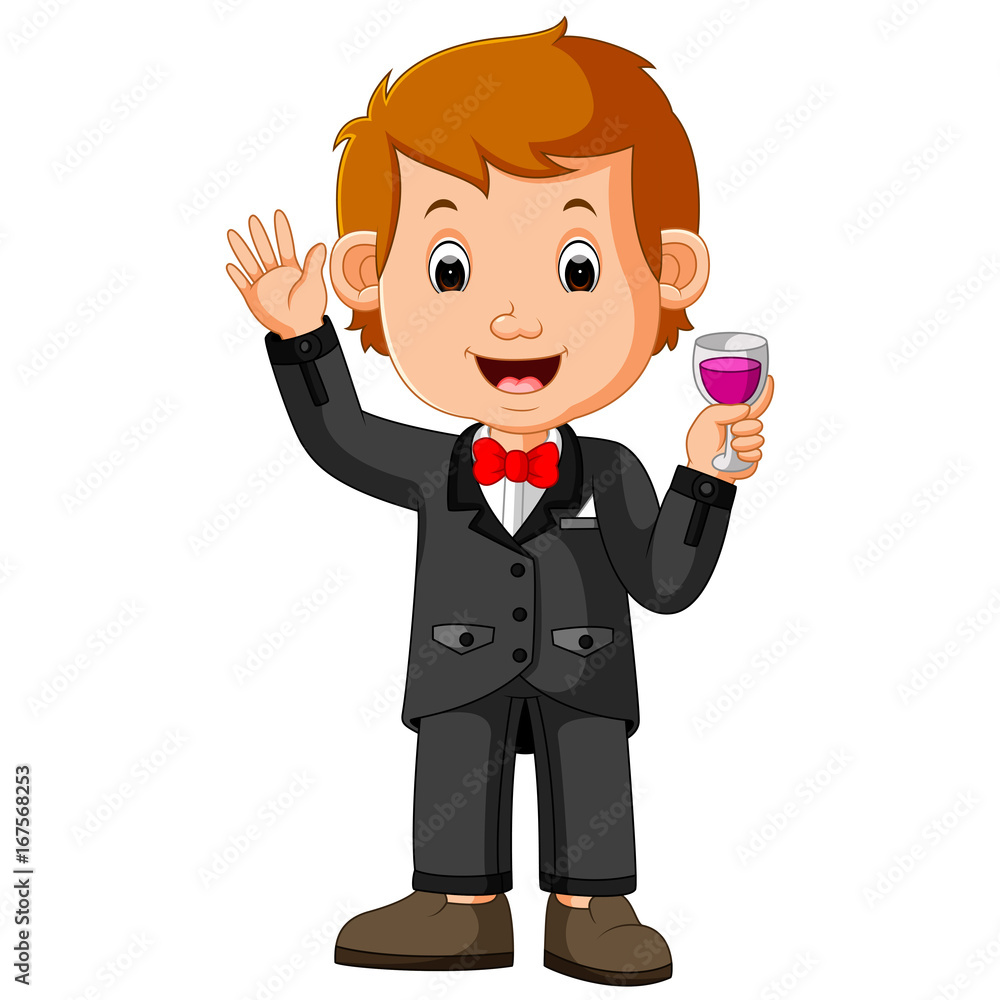 business man holding glass