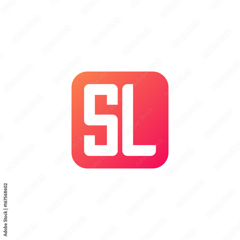 Fototapeta premium Initial letter SL, rounded letter square logo, modern gradient red color 