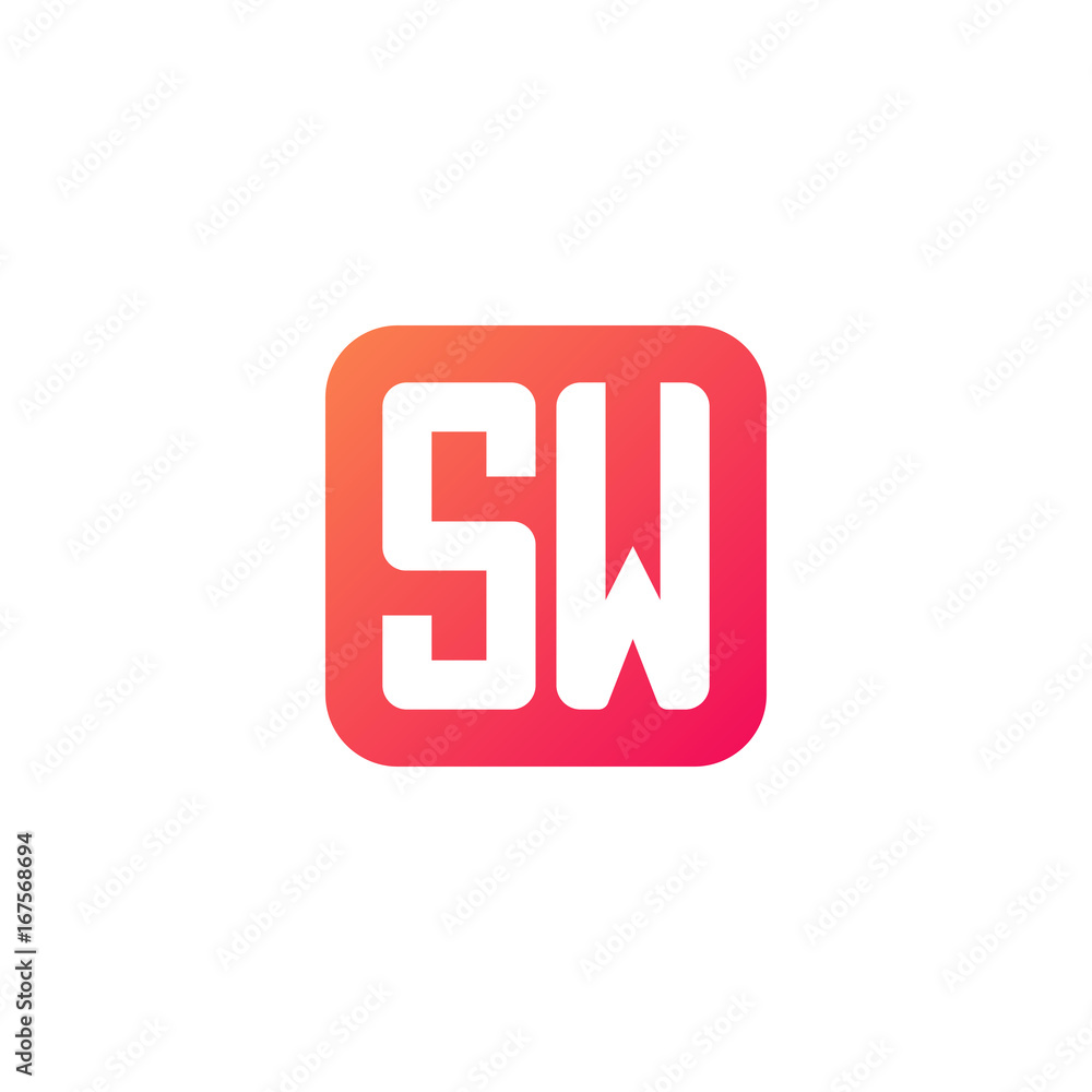 Initial letter SW, rounded letter square logo, modern gradient red color
Initial letter SW, rounded letter square logo, modern gradient red color