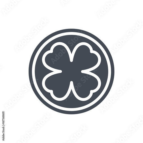 Patricks Day holiday silhouette icon shamrock coin luck