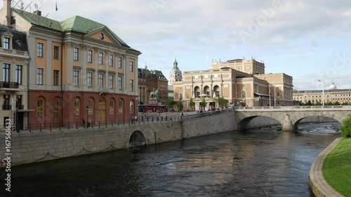 Time lapse from the view of Bridge Riksbron in Stockholm Sweden photo