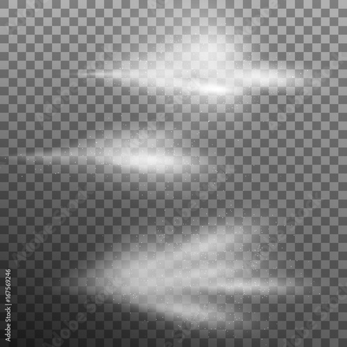 Sprayer fog isolated on dark transparent background. EPS 10 vector