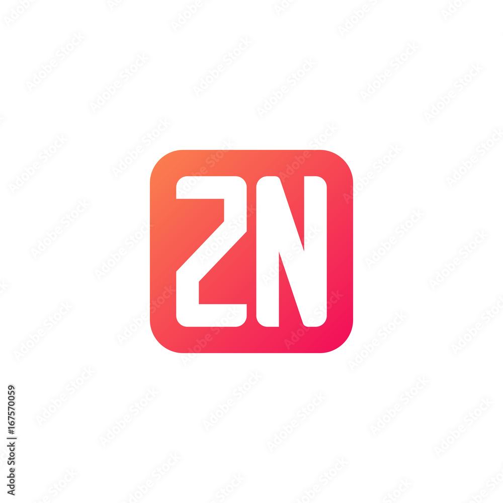 Fototapeta premium Initial letter ZN, rounded letter square logo, modern gradient red color 