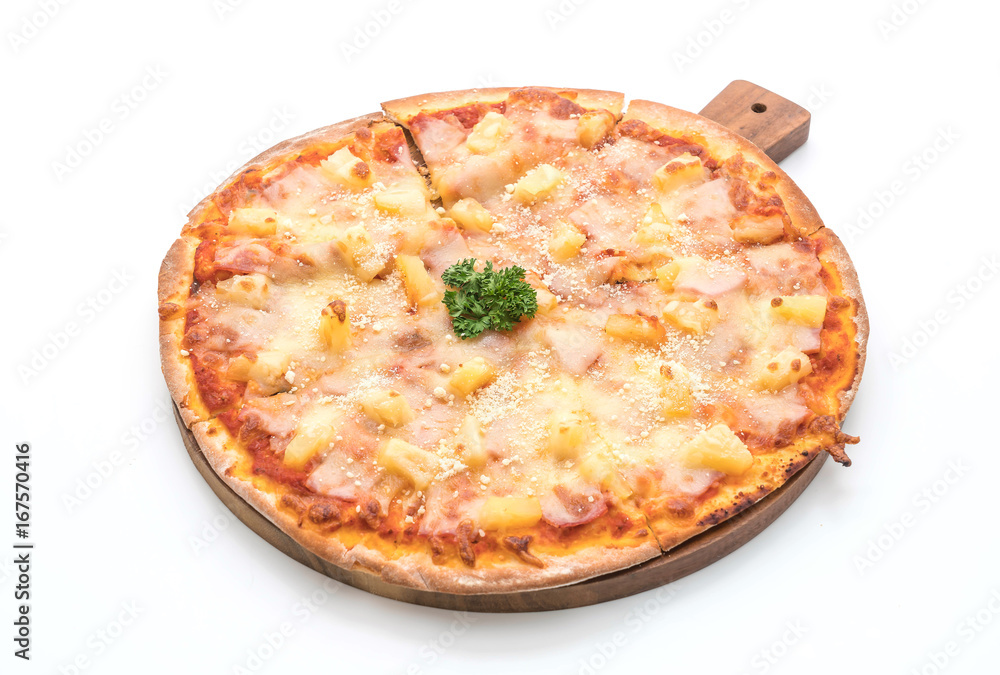 hawaiian pizza on white background hawaiian pizza on white background
