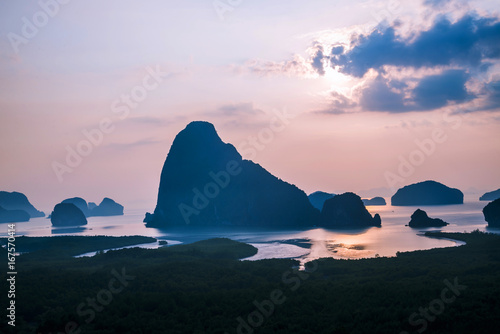 archipelago Andaman sea Morning atmosphere Sun rises. Asia Thailand