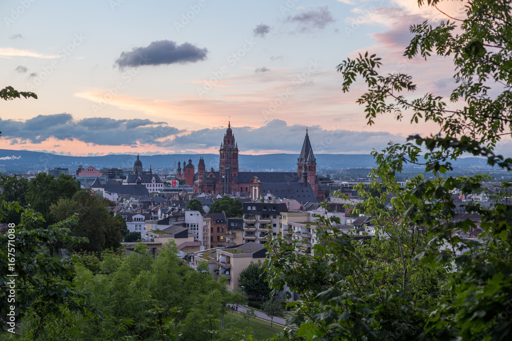 Der Mainzer Dom an einem bewölkten Sommerabend