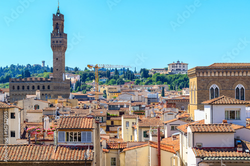 Cityscape of Florence, featuring red terracotta roofs