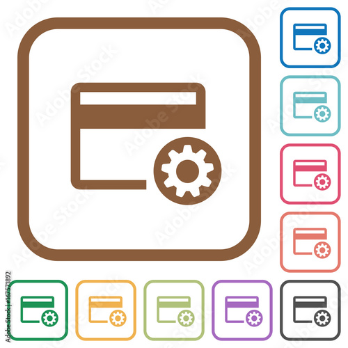 Credit card settings simple icons