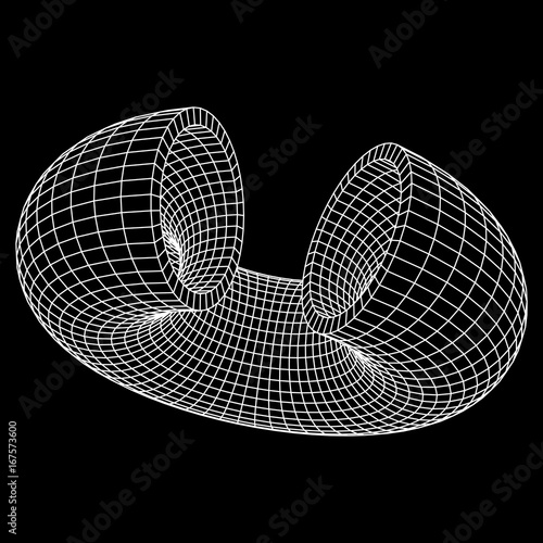 Abstract wireframe slice torus donut. Vector technology background. Connection design template.