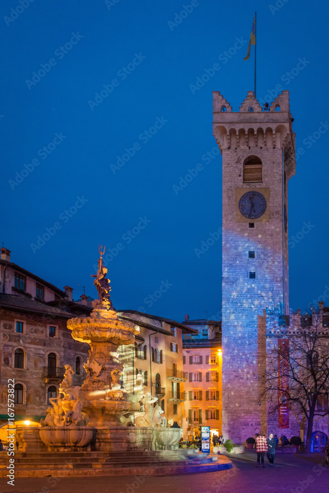 Fototapeta premium Christmas in Trento, a charming old town with the Christmas lights.