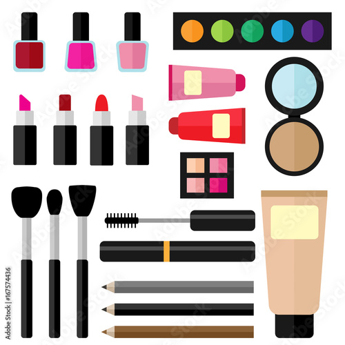 Vector illustrations of various cosmetic products