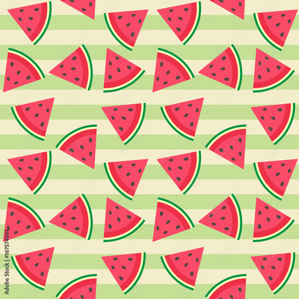 Cute seamless vector pattern with watermelon Cute seamless vector pattern with watermelon