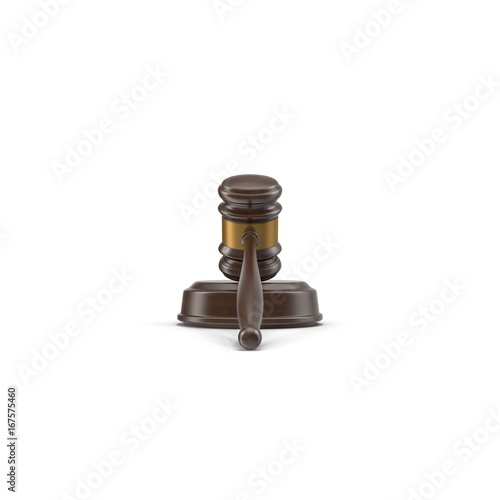 Judges or Auction Gavel isolated on white, 3D illustration