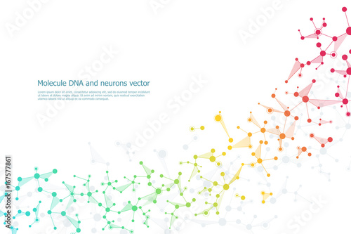 Structure molecule dna and neurons, connected lines with dots, genetic and chemical compounds, vector illustration.