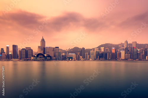 Hong Kong city view from peak at dawn