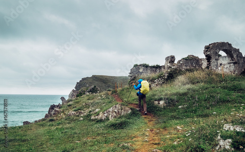 Traveler on the sea coast