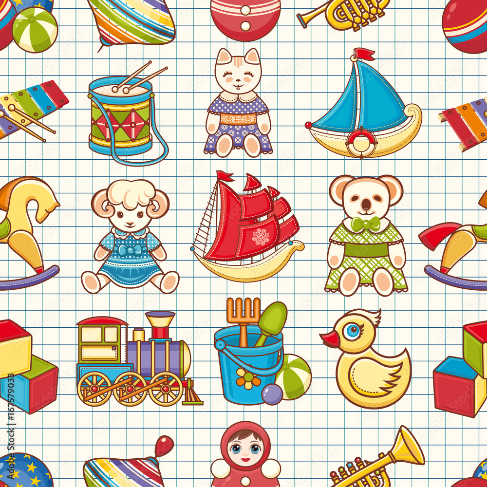 Child toy seamless pattern. Design element Child toy seamless pattern. Design element