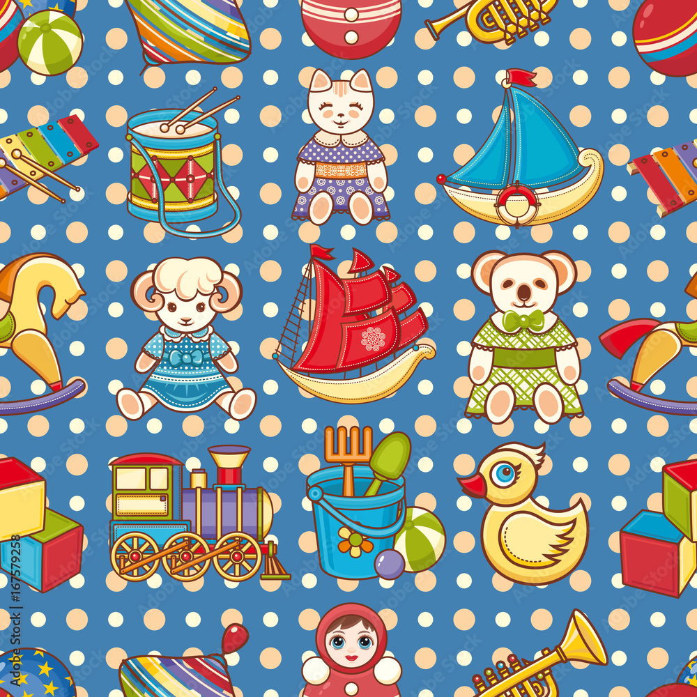 Child toy seamless pattern. Design element Child toy seamless pattern. Design element