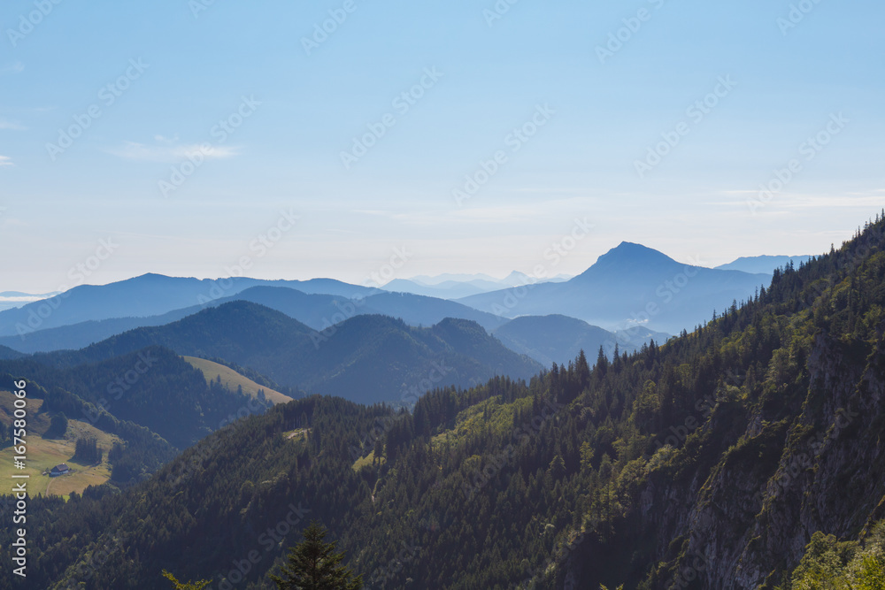 Mountain Peaks in Bavaria, panorama view from Mt. Hochfelln