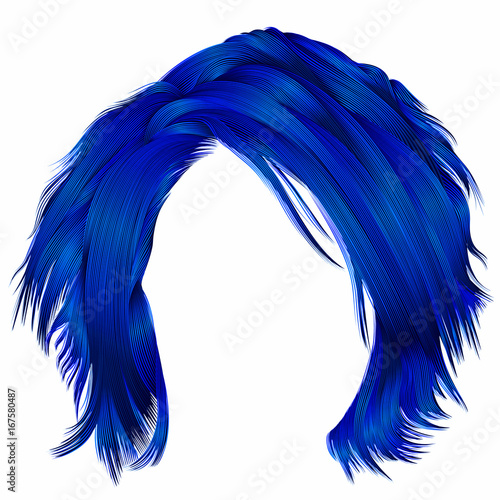 trendy woman disheveled hairs dark blue colors .  beauty fashion .  realistic 3d