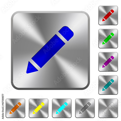 Single pencil with rubber rounded square steel buttons