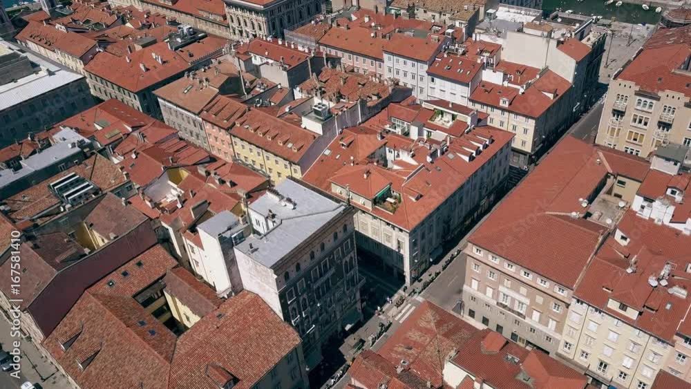 Aerial view of old buildings and streets in Trieste, Italy Aerial view of old buildings and streets in Trieste, Italy