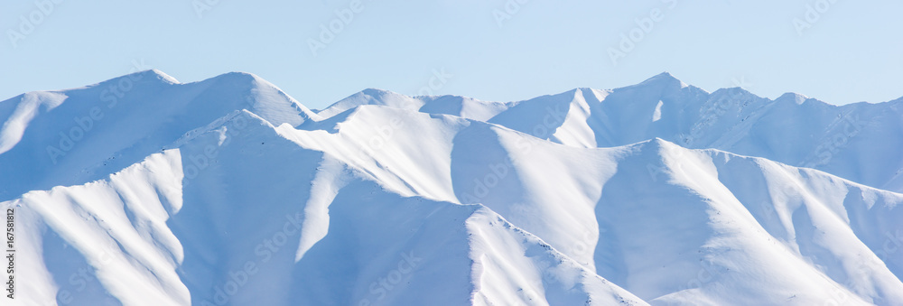 Fototapeta premium Mountain, morning, winter, snow landscape
