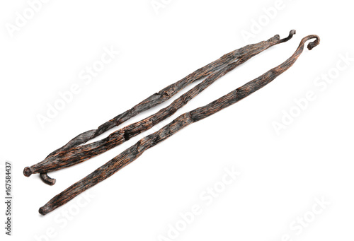 Vanilla pods on white background