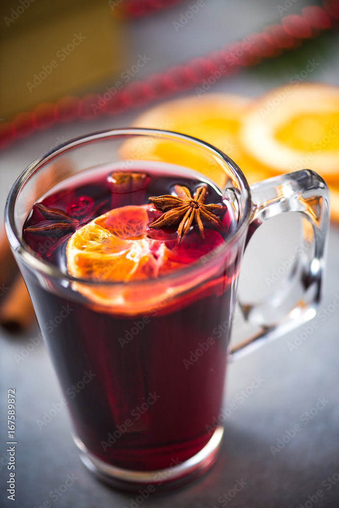 Mulled warming wine with spices Mulled warming wine with spices