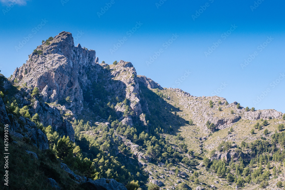 mediterranean mountains against blue sky