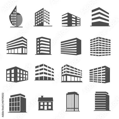 building icons set vector