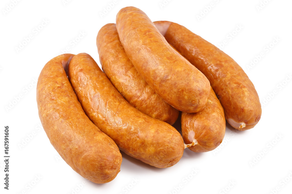 Sausage, jess cold meats isolated on white background Sausage, jess cold meats isolated on white background