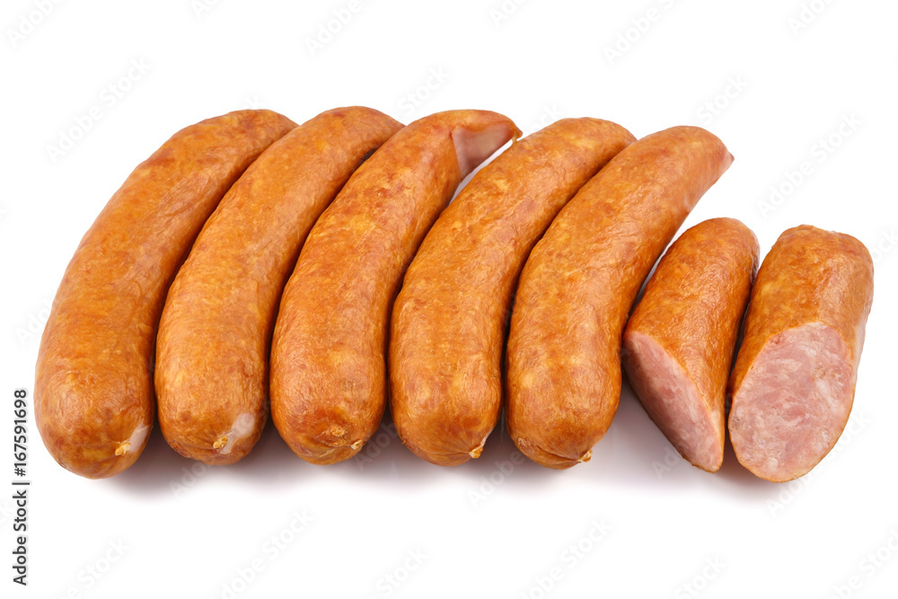 Sausage, jess cold meats isolated on white background Sausage, jess cold meats isolated on white background