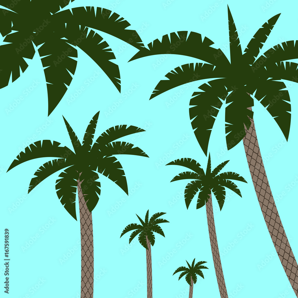 Bright vector green leaf floral banner template for summer beach party tropical palm background.