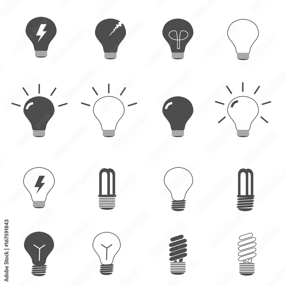 lightbulb and LED lamp icons set vector lightbulb and LED lamp icons set vector