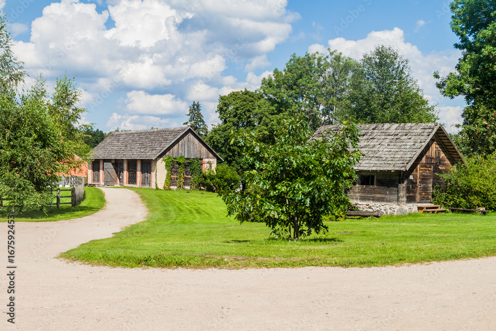 Old village house in Turaida Museum Reserve, Latvia