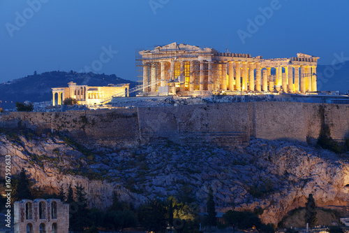 Acropolis Athens Greece blue hour 