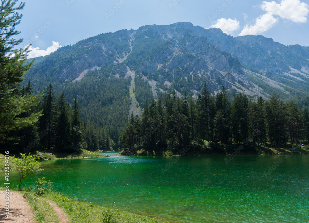Alpine lake with green waters