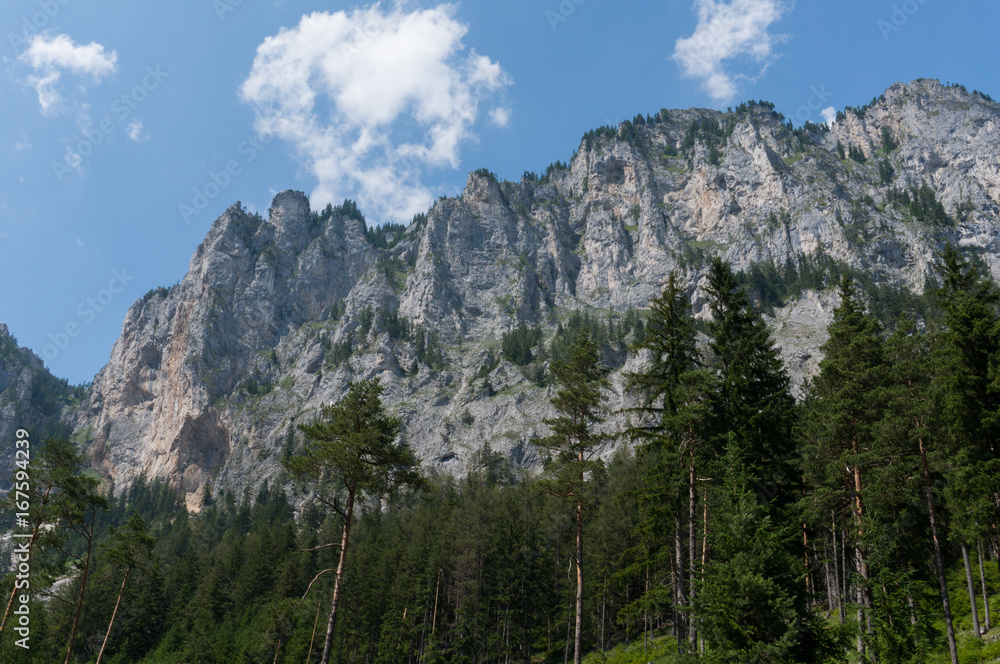 Towering rocky peaks of the Austrian Alps