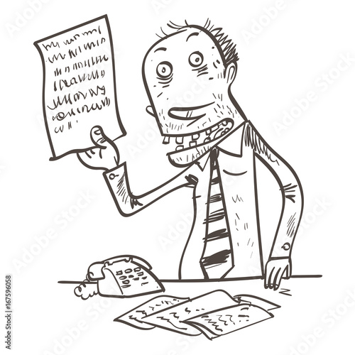 Crazy boss. Comic character. Vector illustration
