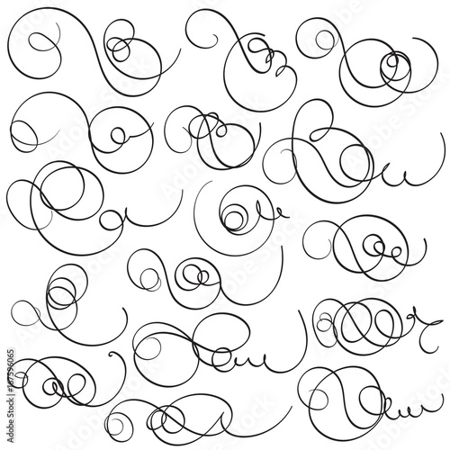 Decorative Element. Harmonious curls. Vignettes, Forging, Grating, Brand. Vector illustration